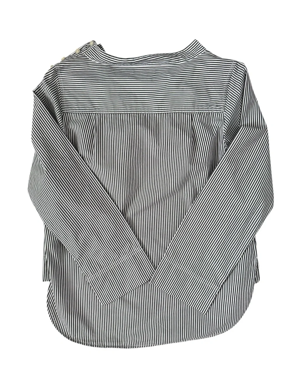 J.Crew Funnelneck Shirt Black White Stripe Size 8
